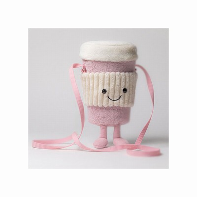 Jellycat Coffee-To-Go Pink Bag UK | 07593BOIY